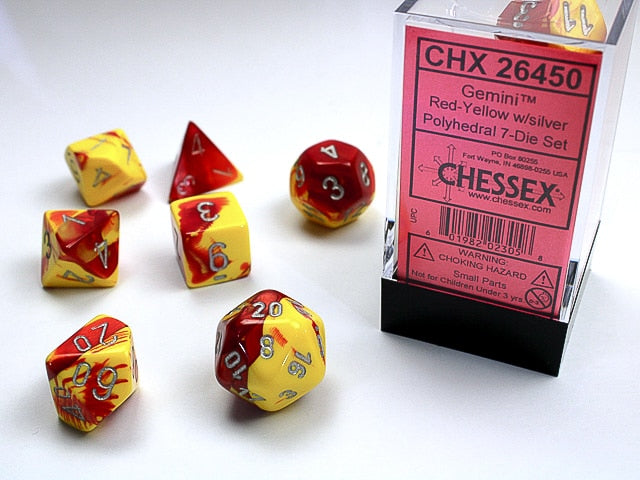 CHX26450 Red-Yellow/Silver Gemini 7pc Dice image 0